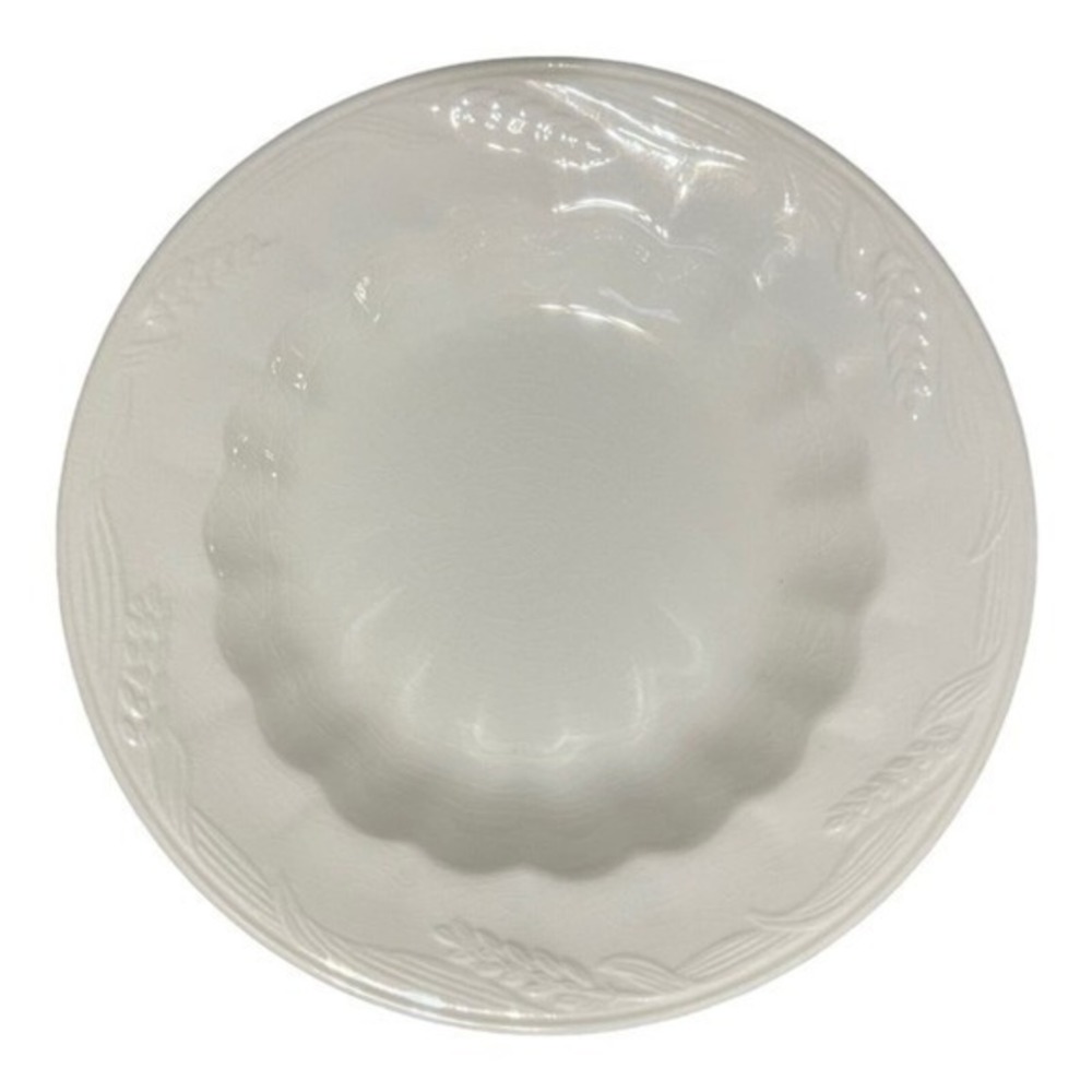 Antique Royal Staffordshire Wilkinson England White Ironstone Soup Bowl Wheat 8"